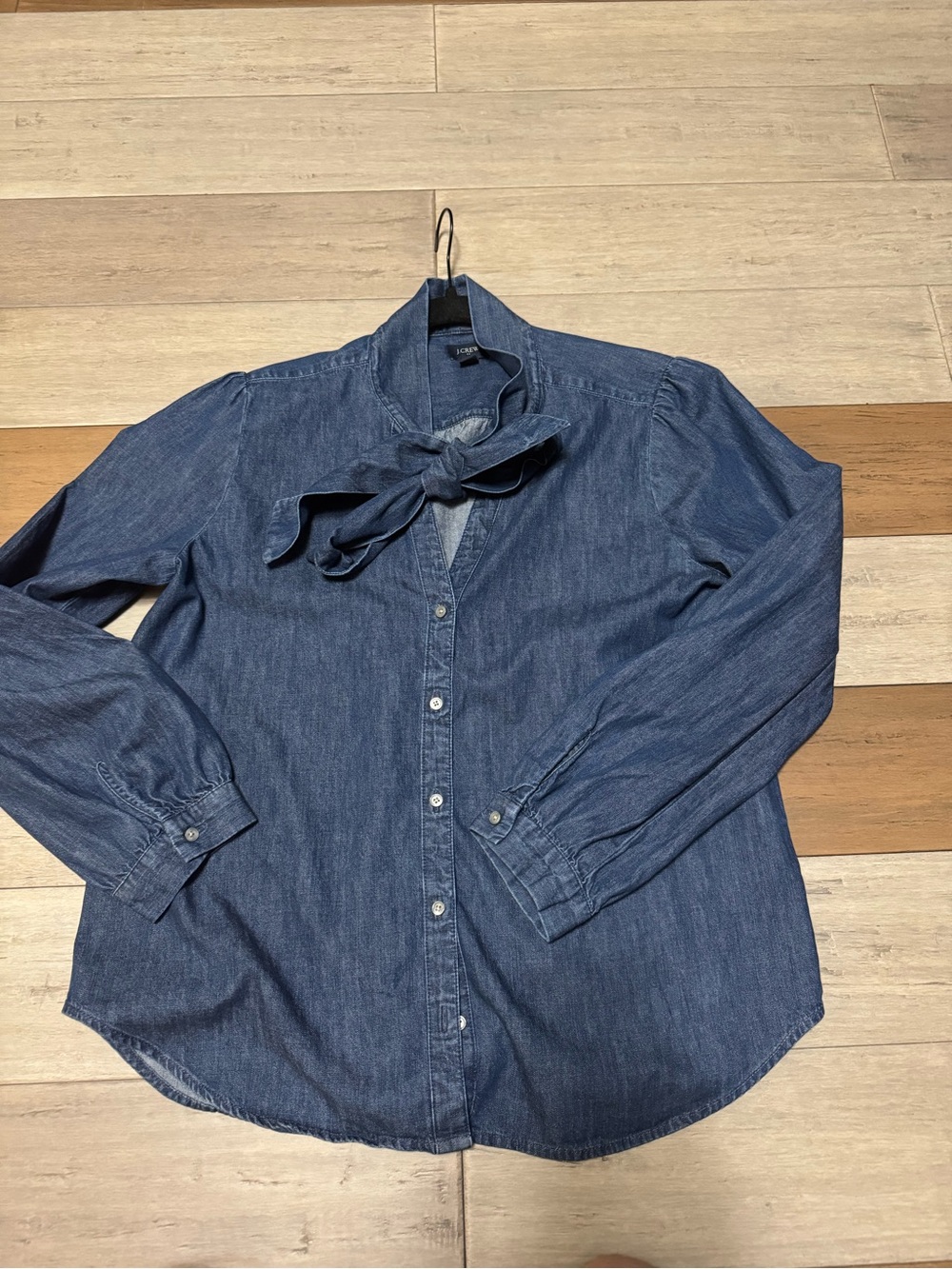 J. Crew Dark Blue Denim Button-Down with Neck Tie